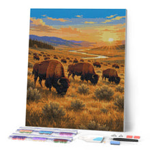 Carica l'immagine nel visualizzatore di Gallery, Diamond Painting - Parco nazionale di Yellowstone, bisonti della Lamar Valley - Wyoming