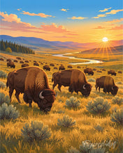 Carica l'immagine nel visualizzatore di Gallery, Diamond Painting - Parco nazionale di Yellowstone, bisonti della Lamar Valley - Wyoming