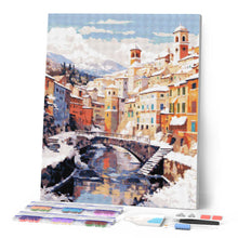 Carica l'immagine nel visualizzatore di Gallery, Diamond Painting - Villaggio invernale sul fiume