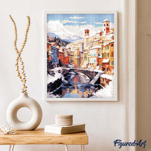 Carica l'immagine nel visualizzatore di Gallery, Diamond Painting - Villaggio invernale sul fiume