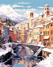 Carica l'immagine nel visualizzatore di Gallery, Diamond Painting - Villaggio invernale sul fiume