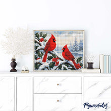 Carica l'immagine nel visualizzatore di Gallery, Diamond Painting - Cardinali Invernali