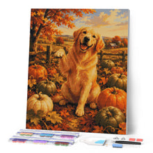Carica l'immagine nel visualizzatore di Gallery, Diamond Painting - Golden Retriever nel Campo di Zucche