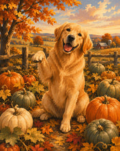 Carica l'immagine nel visualizzatore di Gallery, Diamond Painting - Golden Retriever nel Campo di Zucche
