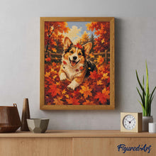 Carica l'immagine nel visualizzatore di Gallery, Diamond Painting - Corgi tra le Foglie d'Autunno