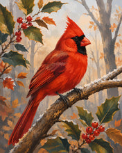 Carica l'immagine nel visualizzatore di Gallery, Diamond Painting - Cardinale Rosso su un Ramo Gelato