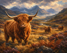 Carica l'immagine nel visualizzatore di Gallery, Diamond Painting - Mandria di Highland nella Valle