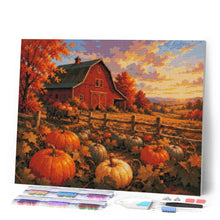 Carica l'immagine nel visualizzatore di Gallery, Diamond Painting - Campo di Zucche e Fienile nella Golden Hour