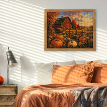 Carica l'immagine nel visualizzatore di Gallery, Diamond Painting - Campo di Zucche e Fienile nella Golden Hour