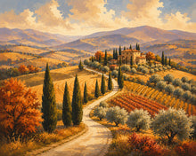 Carica l'immagine nel visualizzatore di Gallery, Diamond Painting - Colline Toscane con Cipressi