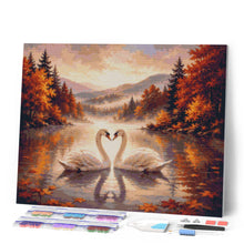 Carica l'immagine nel visualizzatore di Gallery, Diamond Painting - Cigni sul Lago Nebbioso
