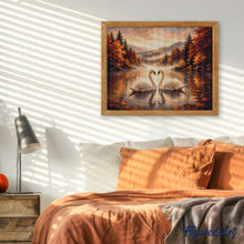 Carica l'immagine nel visualizzatore di Gallery, Diamond Painting - Cigni sul Lago Nebbioso
