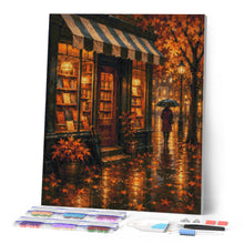 Carica l'immagine nel visualizzatore di Gallery, Diamond Painting - Libreria d'Autunno sotto la Pioggia