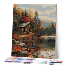 Carica l'immagine nel visualizzatore di Gallery, Diamond Painting - Baita Accogliente sul Lago d'Autunno