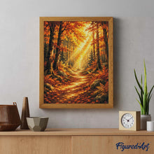 Carica l'immagine nel visualizzatore di Gallery, Diamond Painting - Sentiero nel Bosco con Raggi di Sole
