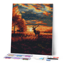 Carica l'immagine nel visualizzatore di Gallery, Diamond Painting - Cervo Maestoso al Tramonto d'Autunno