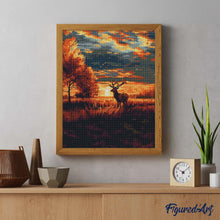 Carica l'immagine nel visualizzatore di Gallery, Diamond Painting - Cervo Maestoso al Tramonto d'Autunno