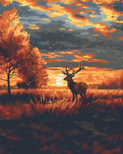 Carica l'immagine nel visualizzatore di Gallery, Diamond Painting - Cervo Maestoso al Tramonto d'Autunno