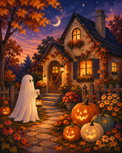 Carica l'immagine nel visualizzatore di Gallery, Diamond Painting - Amichevole Fantasma al Cottage delle Zucche