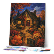 Carica l'immagine nel visualizzatore di Gallery, Diamond Painting - Cottage delle Zucche al Crepuscolo