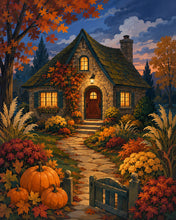 Carica l'immagine nel visualizzatore di Gallery, Diamond Painting - Cottage delle Zucche al Crepuscolo