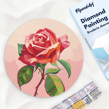 Carica l'immagine nel visualizzatore di Gallery, Diamond Painting su Disco di Legno - Rosa rossa