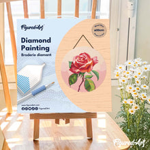 Carica l'immagine nel visualizzatore di Gallery, Diamond Painting su Disco di Legno - Rosa rossa