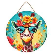 Carica l'immagine nel visualizzatore di Gallery, Diamond Painting su Disco di Legno - Giraffa fantasy tra i fiori