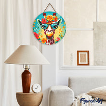Carica l'immagine nel visualizzatore di Gallery, Diamond Painting su Disco di Legno - Giraffa fantasy tra i fiori