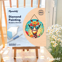 Carica l'immagine nel visualizzatore di Gallery, Diamond Painting su Disco di Legno - Giraffa fantasy tra i fiori