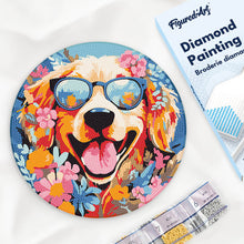 Carica l'immagine nel visualizzatore di Gallery, Diamond Painting su Disco di Legno - Cane fantasy tra i fiori
