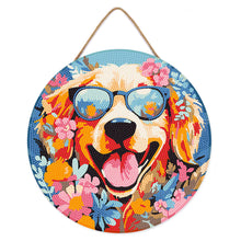 Carica l'immagine nel visualizzatore di Gallery, Diamond Painting su Disco di Legno - Cane fantasy tra i fiori
