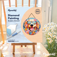 Carica l'immagine nel visualizzatore di Gallery, Diamond Painting su Disco di Legno - Cane fantasy tra i fiori
