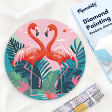 Carica l'immagine nel visualizzatore di Gallery, Diamond Painting su Disco di Legno - Fenicotteri Tropicali