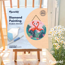 Carica l'immagine nel visualizzatore di Gallery, Diamond Painting su Disco di Legno - Fenicotteri Tropicali