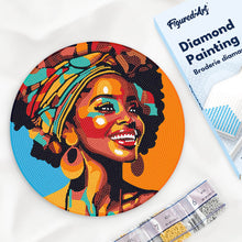Carica l'immagine nel visualizzatore di Gallery, Diamond Painting su Disco di Legno - Regina Africana Pop Art