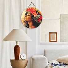 Carica l'immagine nel visualizzatore di Gallery, Diamond Painting su Disco di Legno - Donna floreale