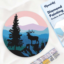 Carica l'immagine nel visualizzatore di Gallery, Diamond Painting su Disco di Legno - Maestoso cervo e paesaggio