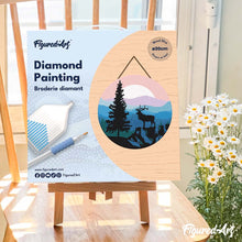 Carica l'immagine nel visualizzatore di Gallery, Diamond Painting su Disco di Legno - Maestoso cervo e paesaggio