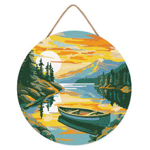 Carica l'immagine nel visualizzatore di Gallery, Diamond Painting su Disco di Legno - Canoa en lago de montaña