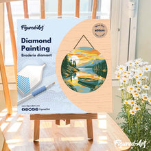 Carica l'immagine nel visualizzatore di Gallery, Diamond Painting su Disco di Legno - Canoa en lago de montaña