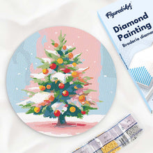 Carica l'immagine nel visualizzatore di Gallery, Diamond Painting su Disco di Legno - Albero di Natale innevato