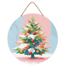 Carica l'immagine nel visualizzatore di Gallery, Diamond Painting su Disco di Legno - Albero di Natale innevato
