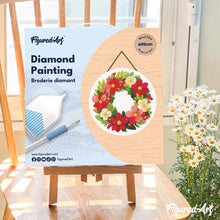 Carica l'immagine nel visualizzatore di Gallery, Diamond Painting su Disco di Legno - Ghirlanda natalizia floreale