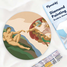 Carica l'immagine nel visualizzatore di Gallery, Diamond Painting su Disco di Legno - La Creazione di Adamo - Michelangelo