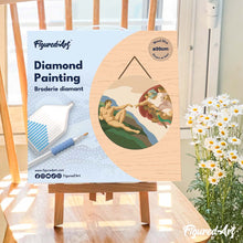 Carica l'immagine nel visualizzatore di Gallery, Diamond Painting su Disco di Legno - La Creazione di Adamo - Michelangelo