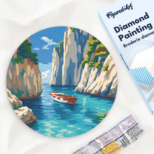 Carica l'immagine nel visualizzatore di Gallery, Diamond Painting su Disco di Legno - Cala Blu Tranquilla