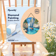 Carica l'immagine nel visualizzatore di Gallery, Diamond Painting su Disco di Legno - Cala Blu Tranquilla
