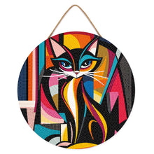 Carica l'immagine nel visualizzatore di Gallery, Diamond Painting su Disco di Legno - Gatto Astratto Colorato