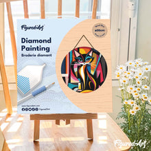 Carica l'immagine nel visualizzatore di Gallery, Diamond Painting su Disco di Legno - Gatto Astratto Colorato